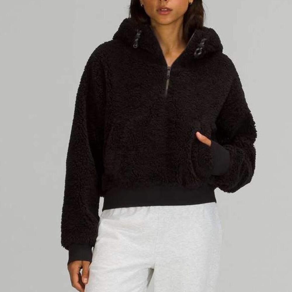 Lululemon Textured Fleece 1/2 Zip Cotton Jersey Fleece Teddy Sherpa Sweater Top - Picture 8 of 8